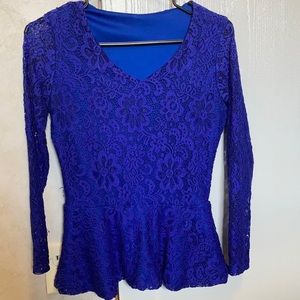 Modest lace top, royal blue